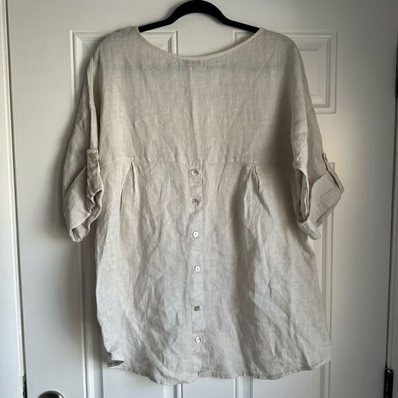 Terzo Millennio Fine Italian Linen Back Button Flow Shirt blouse size medium M - Picture 4 of 4